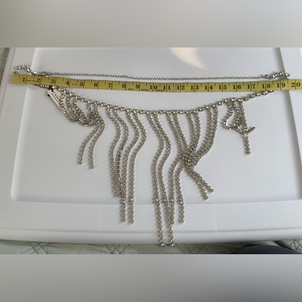 NWT Golden 4 M Rhinestone Fringe Metal Chain Belt - Picture 7 of 10